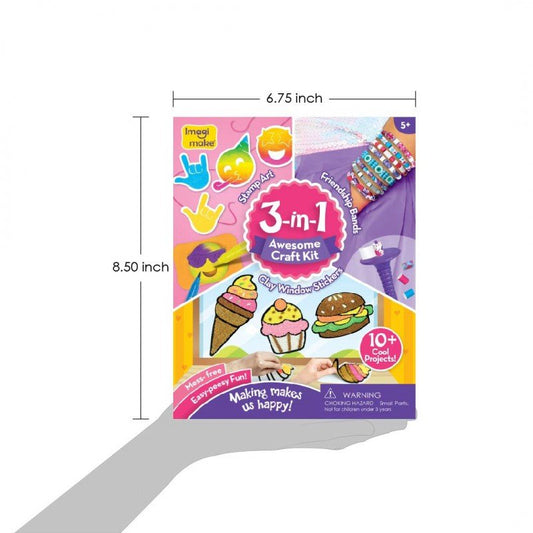 IMAGIMAKE 3-IN-1 AWESOME CRAFT KIT - CREATIVE TOY & DIY SET FOR KIDS MAKE 10+ COOL PROJECTS