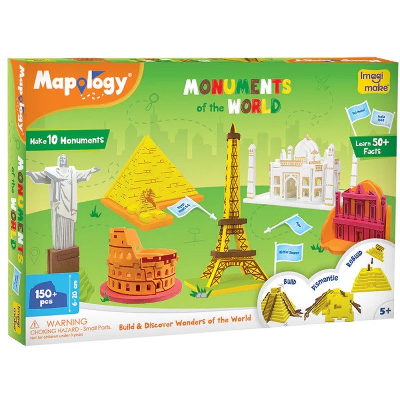 IMAGIMAKE MONUMENTS OF WORLD MAKE 10 MONUMENTS AND LEARN 50+ FACTS DIY KIT BEST GIFT Educational game puzzle ABOVE 6 YEAR KIDS