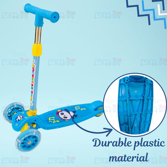 MM TOYS Kick Scooter for Kids – 3 Tyre, LED Wheels, Adjustable Height, Foldable, BIS Certified, Age 3–6, Multicolor