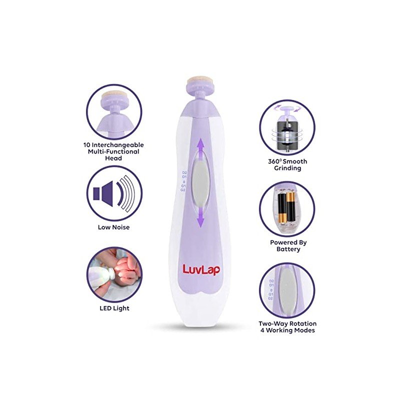 Luvlap Baby & Mother Electric Nail Trimmer, Filer Cum Manicure Set Nail Filer and Grinder Set, Multiple Filing Head