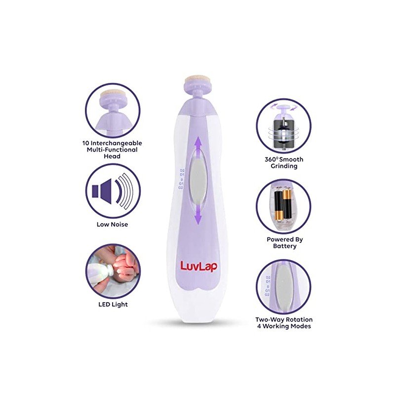 Luvlap Baby & Mother Electric Nail Trimmer, Filer Cum Manicure Set Nail Filer and Grinder Set, Multiple Filing Head