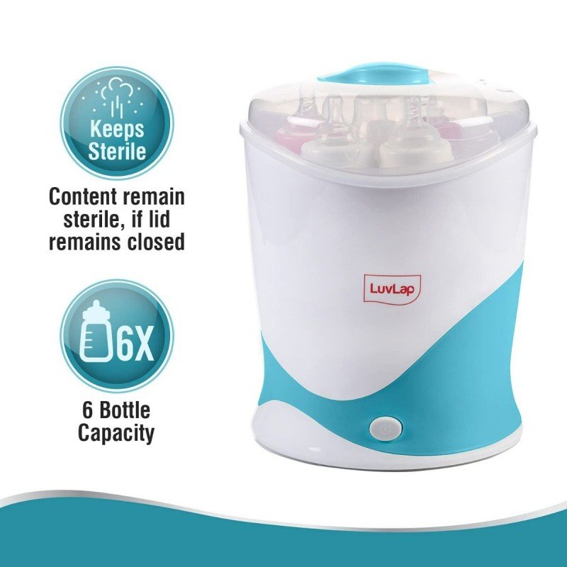 LUVLAP ELEGANT 4-IN-1 ELECTRIC STEAM STERILIZER FOR 6 FEEDING BOTTLES, BABY FOOD STEAMER & EGG BOILER, MILK WARMER, FOOD & BOTTL