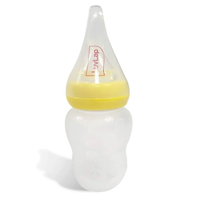 LUVLAP FEEDING SPOON WITH SQUEEZY FOOD GRADE SILICONE FEEDER BOTTLE , FOR INFANT BABY, 180ML, BPA FREE