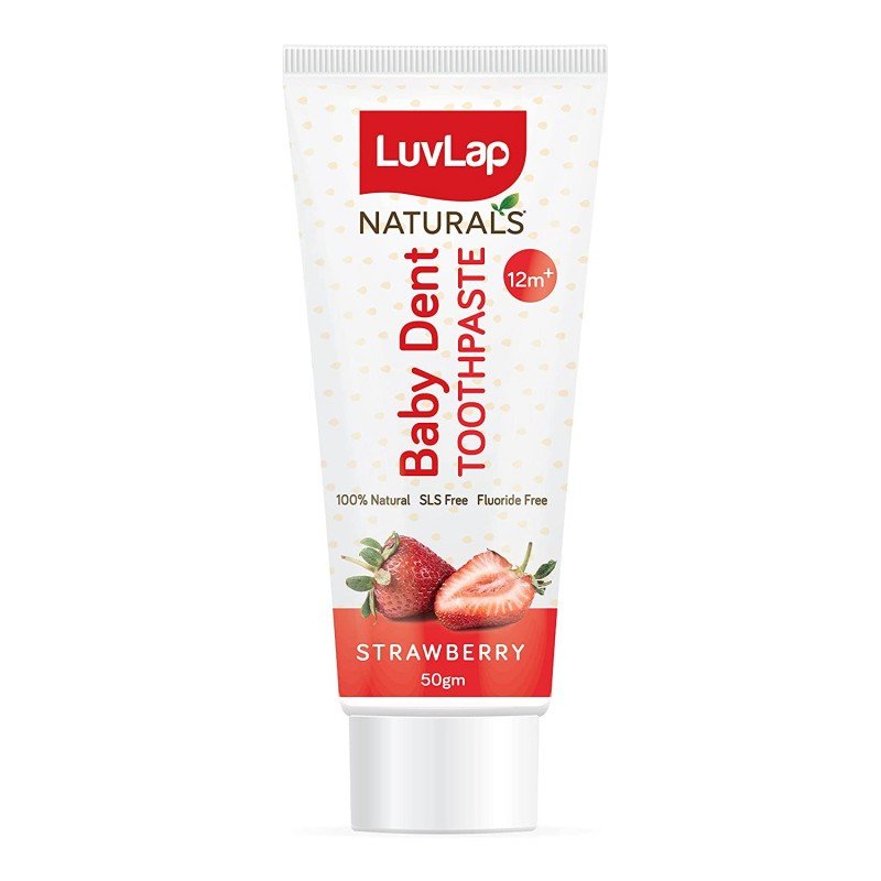 LUVLAP NATURAL BABY TOOTHPASTE 50G, STRAWBERRY FLAVOUR , SLS & FLUORIDE FREE 100% NATURALS 18+ MONTHS