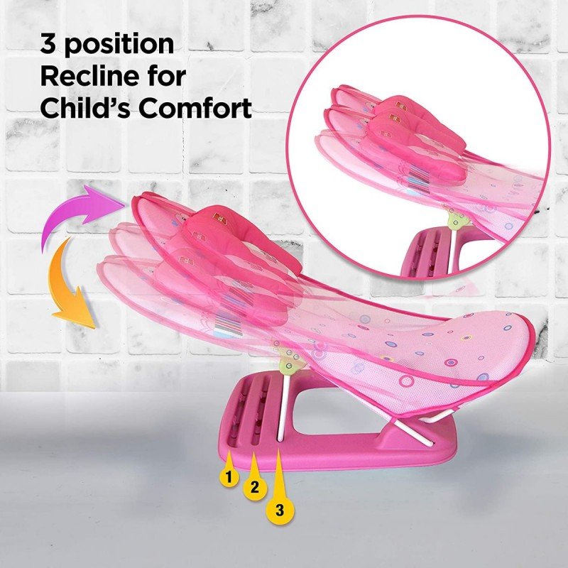 LUVLAP OCEAN BABY BATHER FOR NEWBORN 0 MONTH TO 1 YEAR BABY BATH SEAT (PINK)