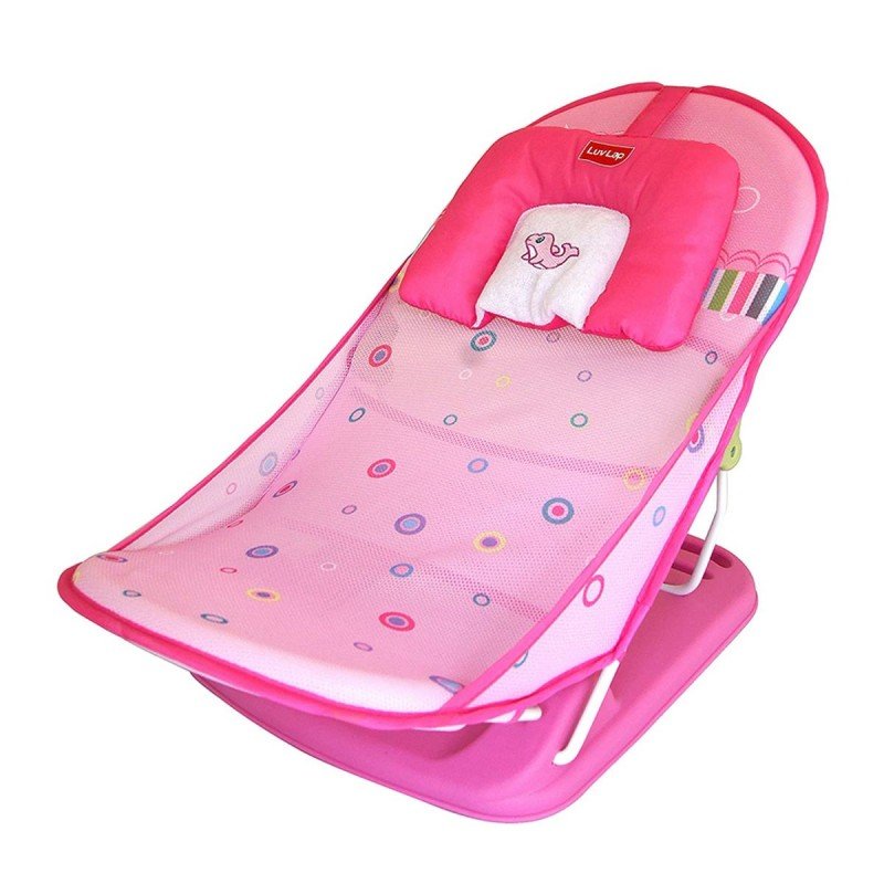 LUVLAP OCEAN BABY BATHER FOR NEWBORN 0 MONTH TO 1 YEAR BABY BATH SEAT (PINK)