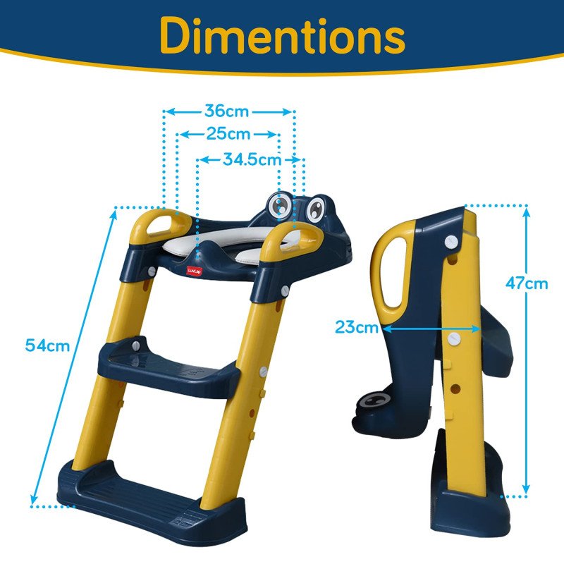 LuvLap Trainer Potty Seat with Ladder, 18m-4yrs, Safety Features, Easy Clean, Fits Most Toilets, Foldable Design, Color