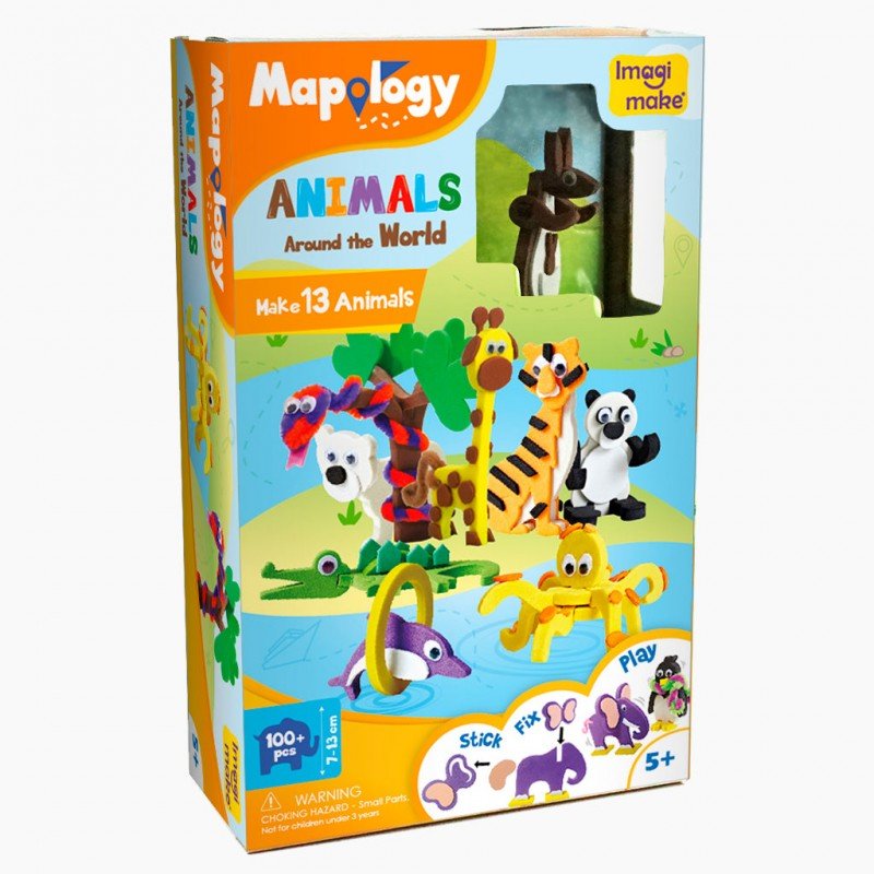 ANIMALS AROUND THE WORLD MAKE 13 ANIMALS 3D INCLUDE 100+ PCS EDUCATIONAL TOY AND 3D PUZZLE FOR 5 YEAR BOYS AND GIRLS