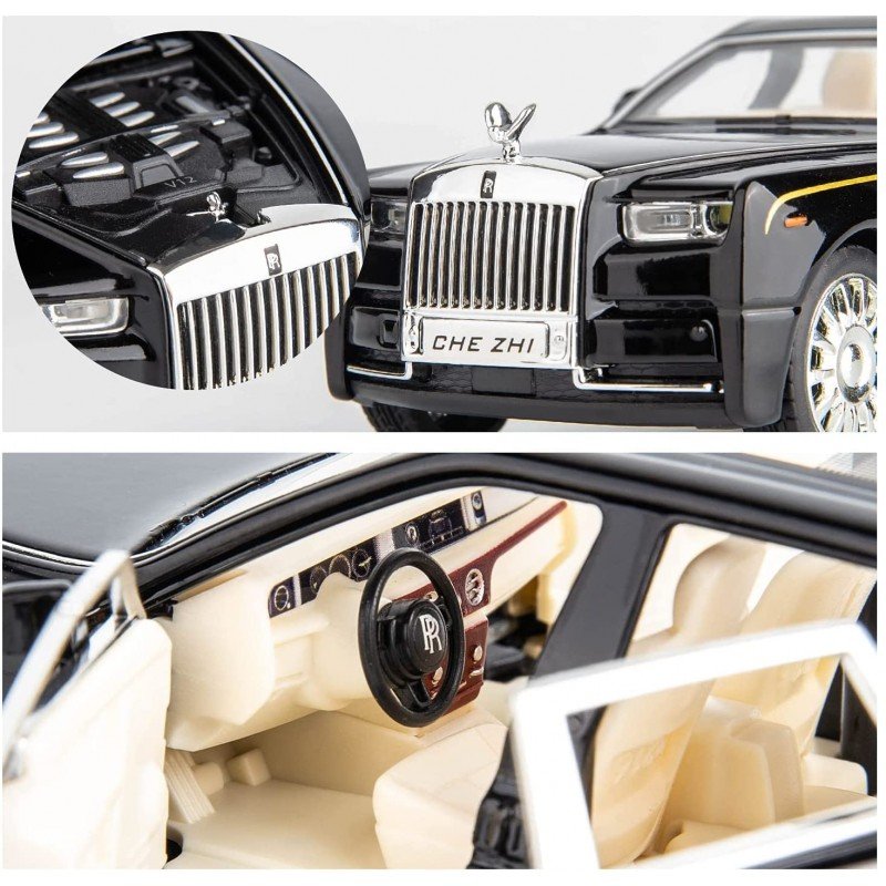MM TOYS Rolls-Royce Phantom 1:32 Diecast Alloy Type Pullback Car - Luxury Toy with Realistic Details, Ages 3+ Color May Vary