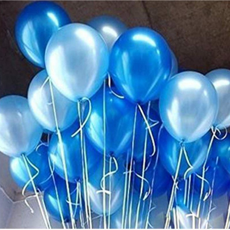 MM TOYS Blue Metallic Balloons Pack Of 50 Pcs For Party Decoration/ Anniversary / Birthday