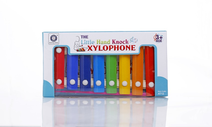 MM Toys Little Hand Knock Xylophone for Kids - Educational Musical Instruments Toy, Wooden, 8 Note, Multi-Colo