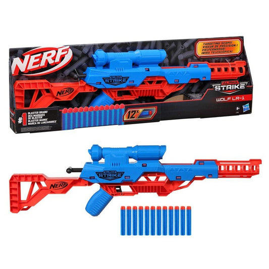 NERF ALPHA STRIKE WOLF LR-1 BLASTER GUN FREE 12 OFFICIAL NERF ELITE DARTS INCLUDED