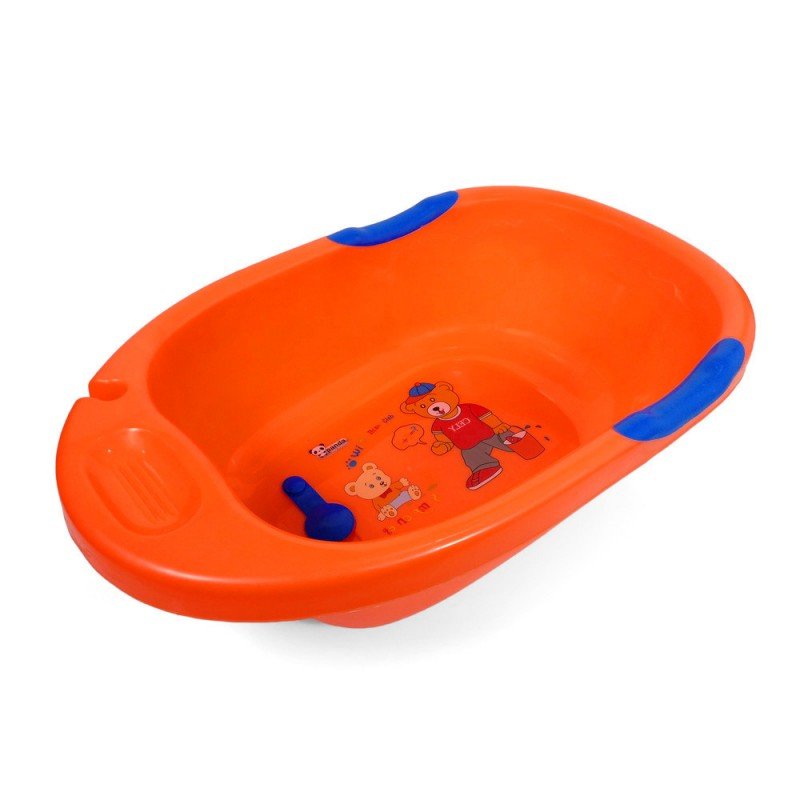 MM TOYS Baby Bath Tub Plastic | Medium Size for 0+ Month Baby Infants | With Drain Hole Lock | Plastic