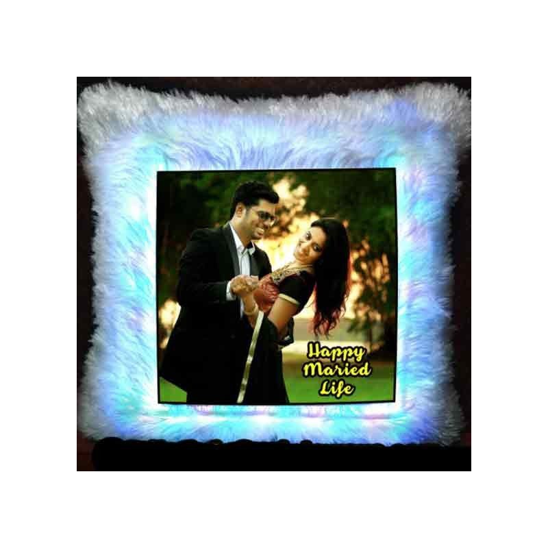 PERSONALIZED LED LIGHT CUSHION SQUARE SHAPE 16 X 16 INCH
