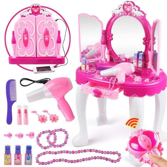 MM Toys Princess Mirror Vanity Dressing Table With Lights And Sound R/C Door Opening For 3 Year To 10 Year Girl 661-20
