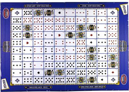 Skoodle Quest Sequenza Classic Card Strategy Game with Premium Virgin Kapa Board, High-Impact Plastic Poker Coins, and High GSM Cards 8+ Years