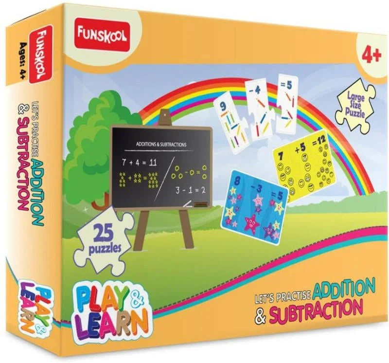 FUNSKOOL - LET'S PRACTISE ADDITION AND SUBTRACTION PUZZLE, Educational, Boosts Math Skills, For 5 Years, Multi-Color