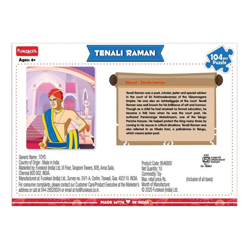 Funskool Tenali Raman Historic Characters Puzzle - 104 Pcs Board Game for Kids - Fun & Educational