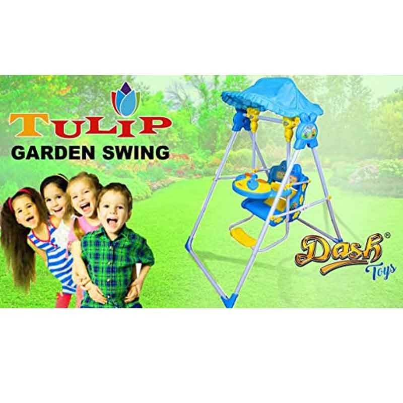 TULIP GARDEN SWING WITH MUSIC , SAFTY BELT AND UMBRELLA HOOD