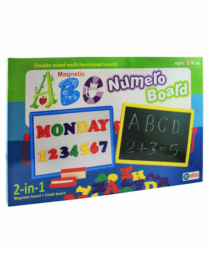 EKTA 2-in-1 Numero Board: Magnetic Alphabets, Numbers, Whiteboard & Chalkboard, Multi-Functional Learning Tool for Kids Ages 18 months -4 Years