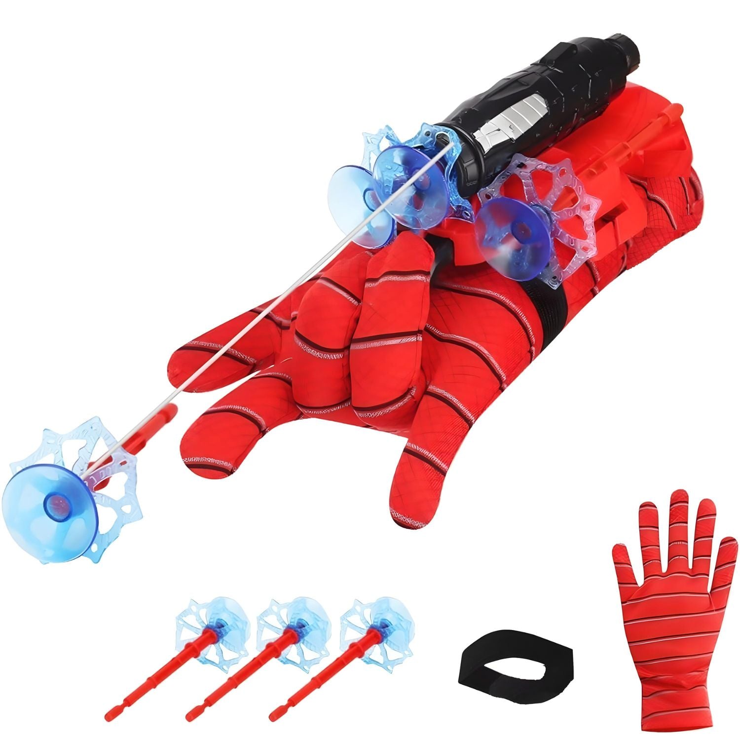 MM TOYS Spider Webshooter Toy for Kids, Fabric Glove, Manual Trigger, Ages 4–8, Red