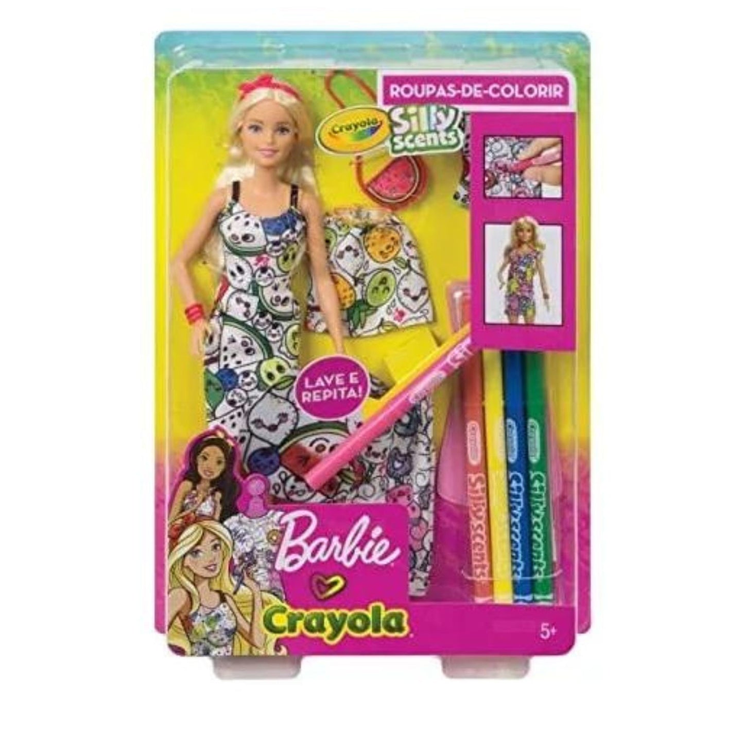 Barbie Crayola Color-in Fashions Doll (GGT44) - Unlock Your Child's Creativity by Coloring the Doll's Dress