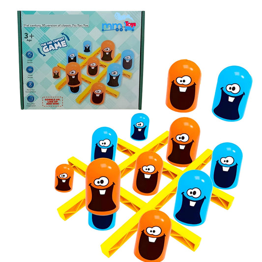 MM Toys Tic Tac Stack board game with colorful cylindrical tokens
