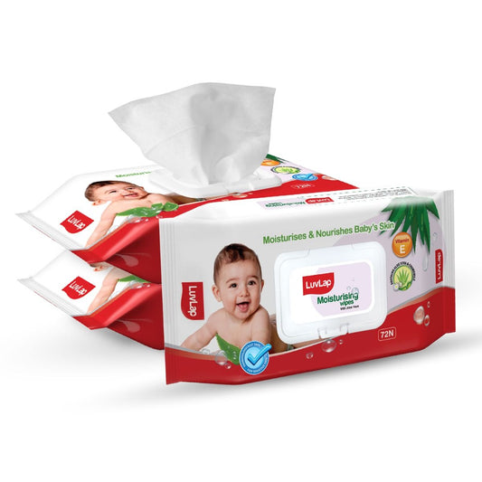 LuvLap Baby Wipes with Aloe Vera, with Flip-top Lid - Pack of 1 ( 72 pcs )