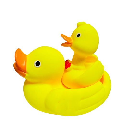 MM Toys Duck Bath Toys & Squeeze – Pack of 2 (BPA Free, BIS Certified) – Yellow (Big 5", Small 3") — Squeaky Sound, Water Play