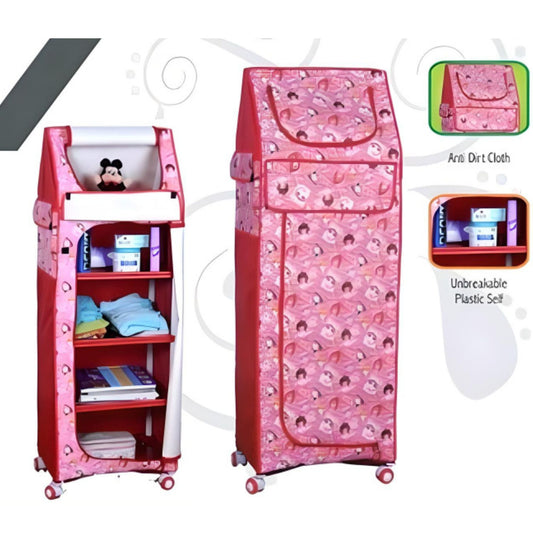 MM TOYS BigBoss Portable Almirah Multipurpose 5-Shelf, 60-inch Big Size For Kids Wardrobe ,Toy Rack With Superior Fabric, Mobile & Durable - Multicolor