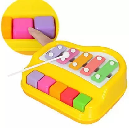 Kirat Piano with Xylophone - 5 Scales, Dual Play, Stimulating Musical Toy for Children , Educational Fun for Kids - Multicolor