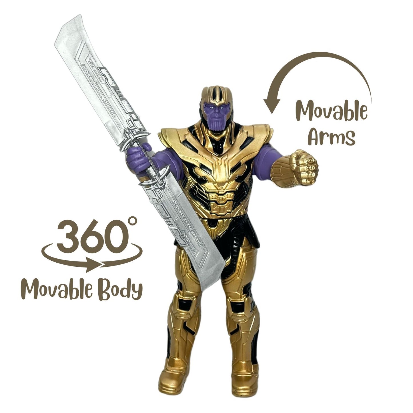 MM Toys Avengers Thanos Superhero Diecast Figure | 12 Inch Movable Arms & Upper Body Toy for Kids - Multicolor