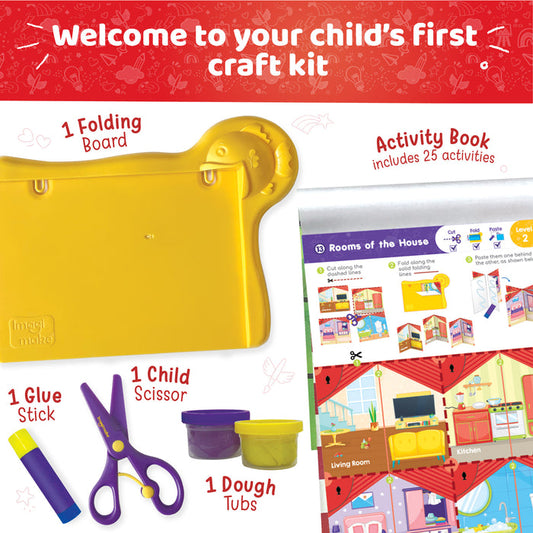 Imagimake My First Craft Kit - Scissor Activity Book, Origami, Art & Craft Set for 3+ Kids