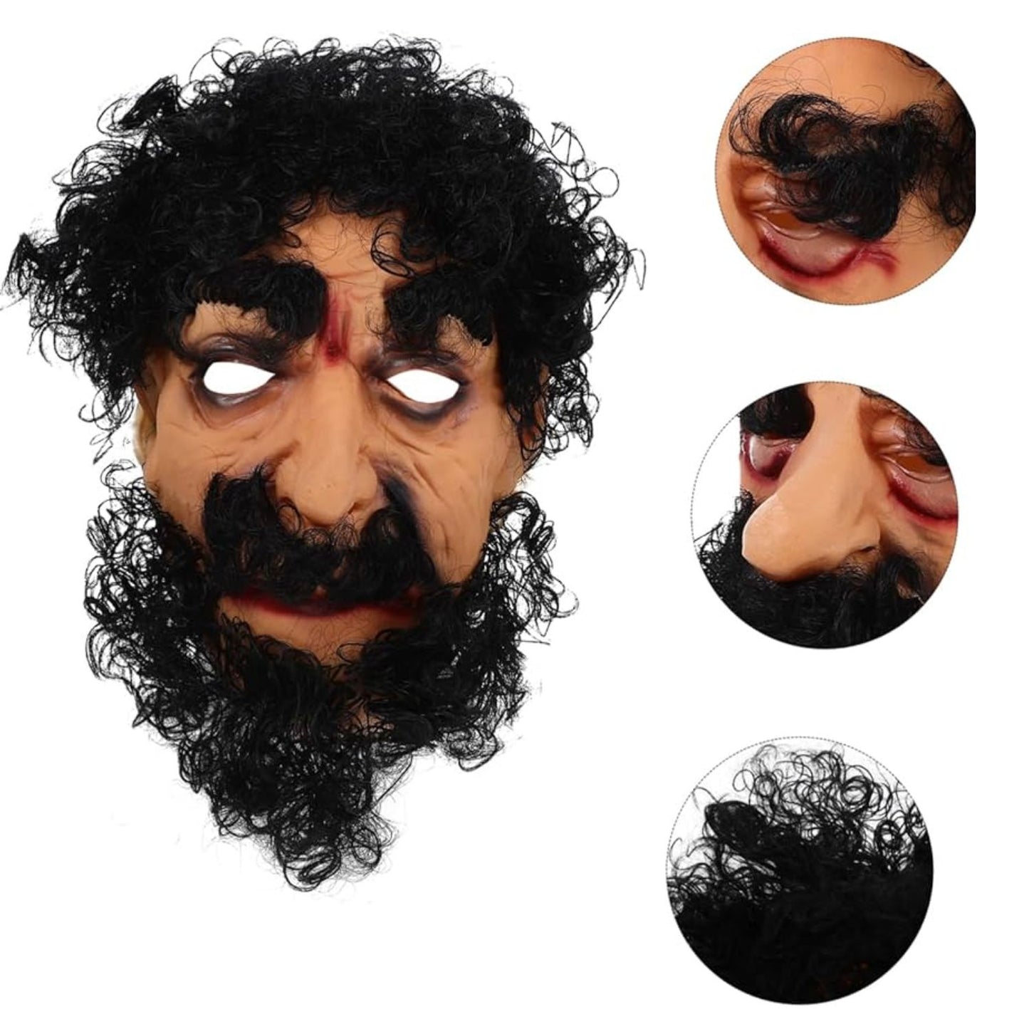 MM TOYS Beared Man Horror Face Mask, Soft Silicon, Realistic Details, Ideal for Halloween & Parties, Adult Size