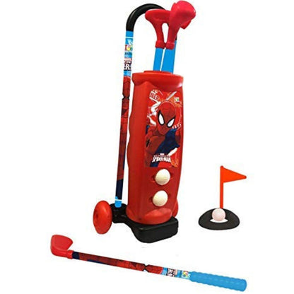 MM TOYS Kids Golf Set - Complete Plastic Golf Kit with Club Holder, 3 Clubs, 2 Balls, and Practice Hole - Ideal for Kids Ages 3-10 - Design May Vary