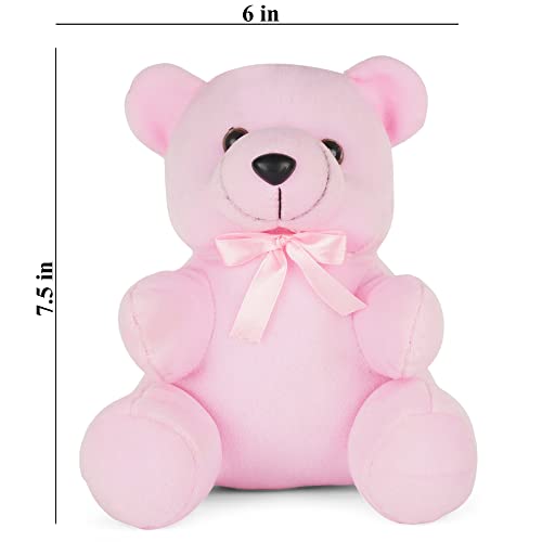 MM Toys: CuddlyCub, Super Soft Stuffed Teddy Plush Bear, 7.5 Inch, Ideal Gift for Kids/Girls, Perfect for Home Decor, Pink Color