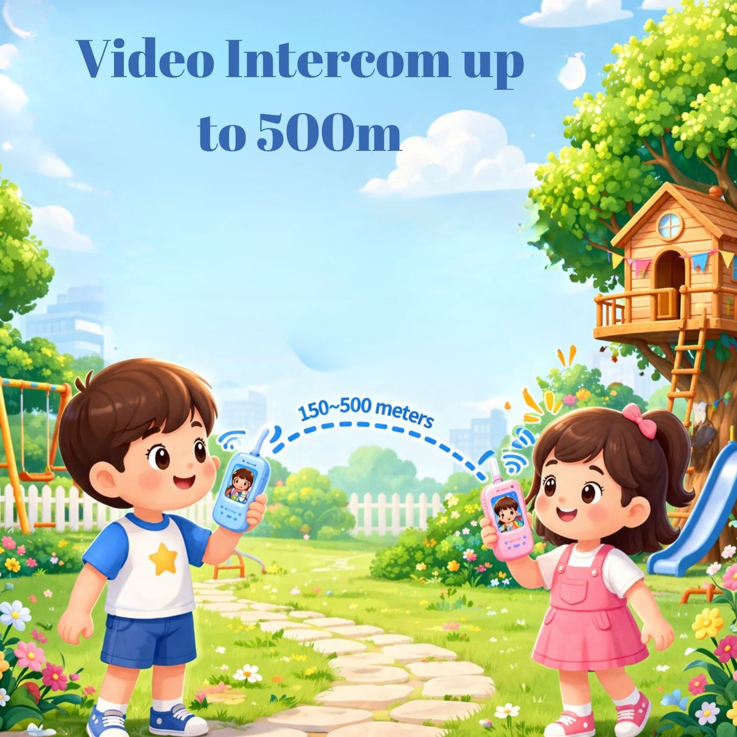 MM TOYS Video Call Walkie Talkie for Kids with Voice Changer – Rechargeable Long Range Communication Toy, Multicolor