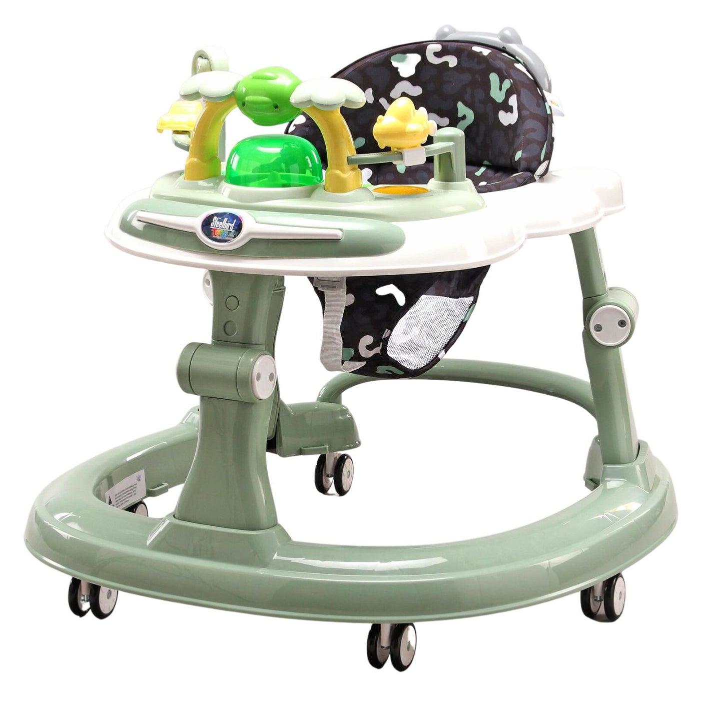 Steelbird Premium Adjustable Baby Walker with Fun and Learning Toys with Light and Music for 9 Month to 3 Years - Green