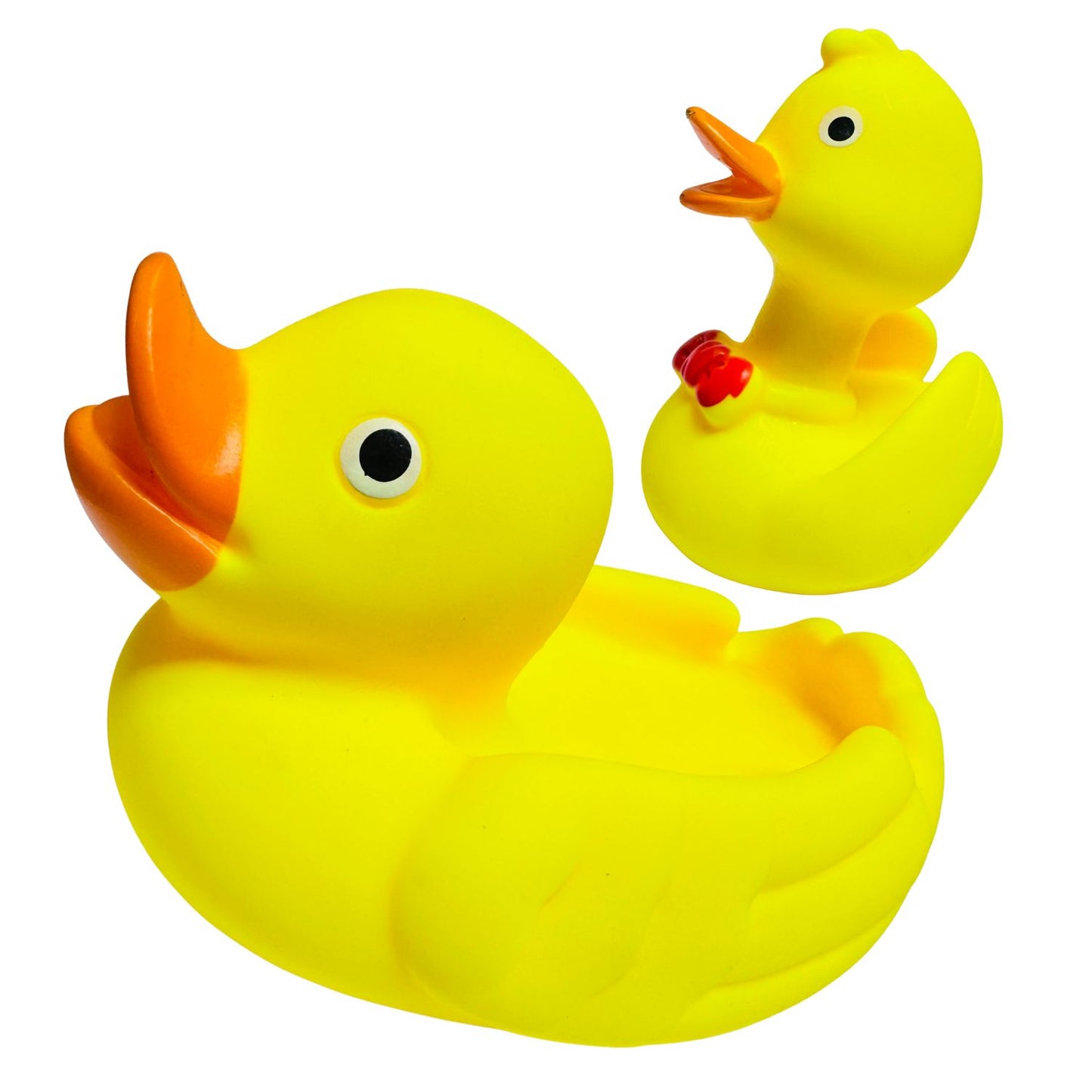 MM Toys Duck Bath Toys & Squeeze – Pack of 2 (BPA Free, BIS Certified) – Yellow (Big 5", Small 3") — Squeaky Sound, Water Play