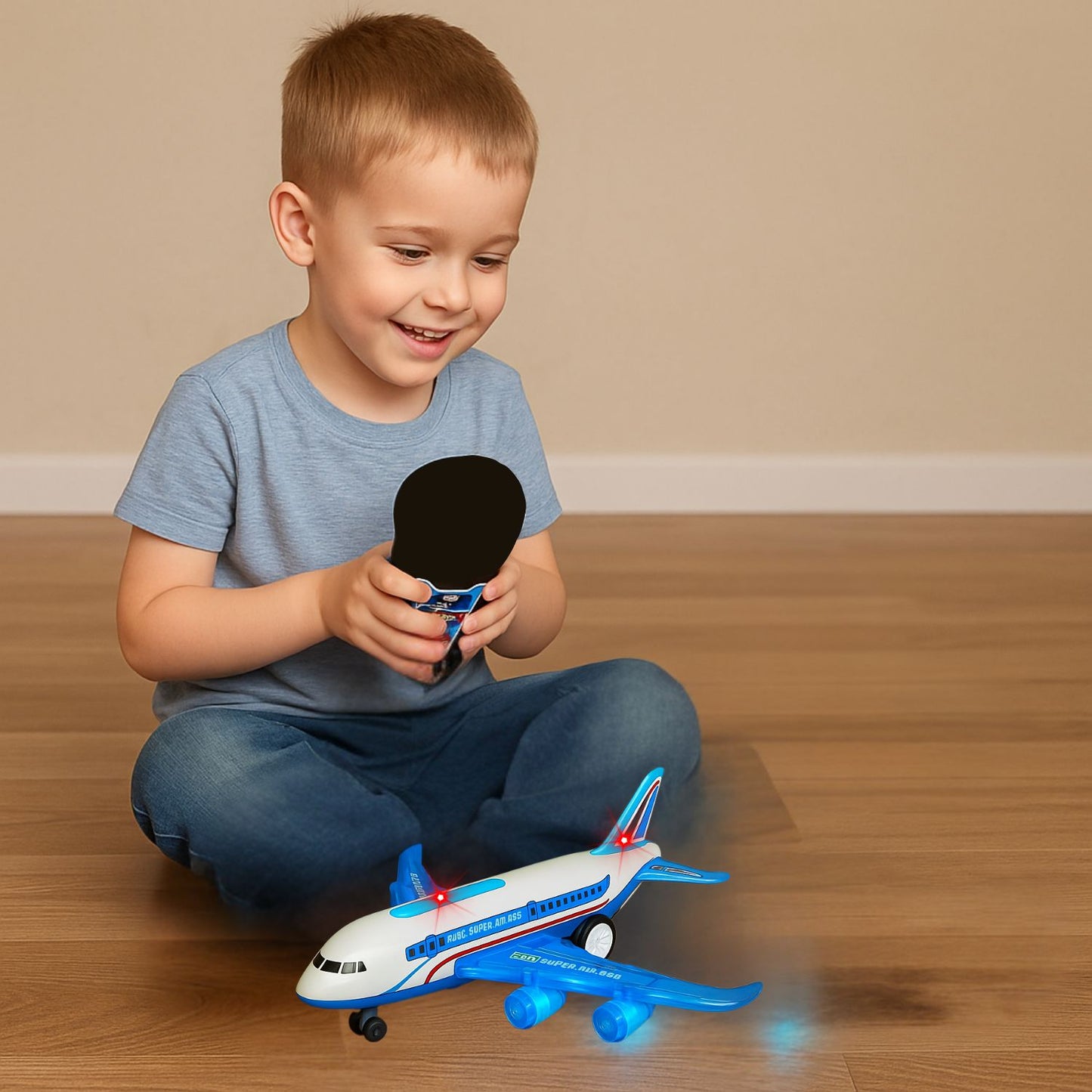 MM TOYS rc toy plane remote control, plastic material, indoor ground play only, forward backward drive, fun lights and sound, assorted color, kids 4–8 years