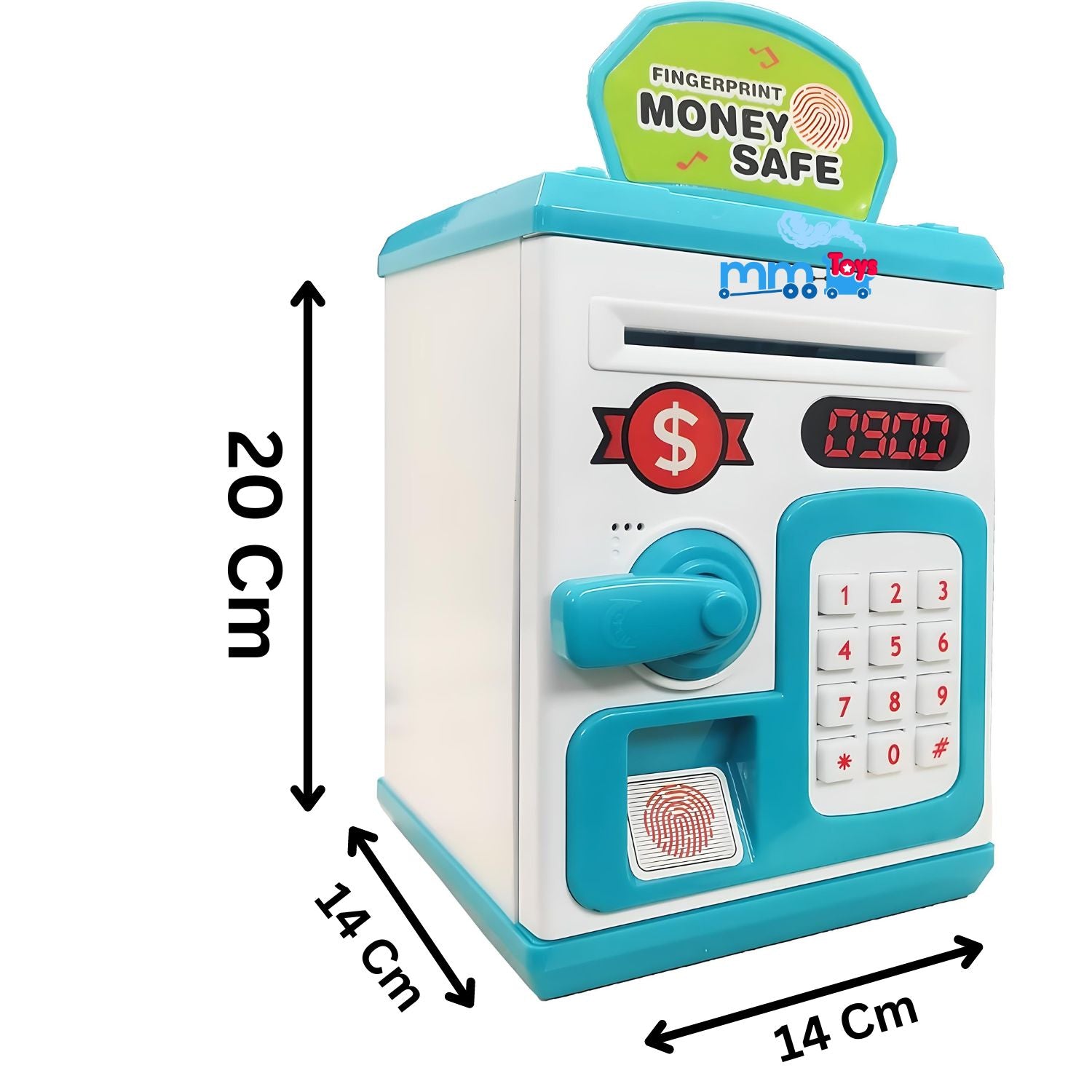 MM TOYS Monkey Saving Box ATM With Electrnoic Lock - Fingerprint Sensing, Light & Music, Coin and Paper Money Deposit | Piggy Bank For Kids | - Red