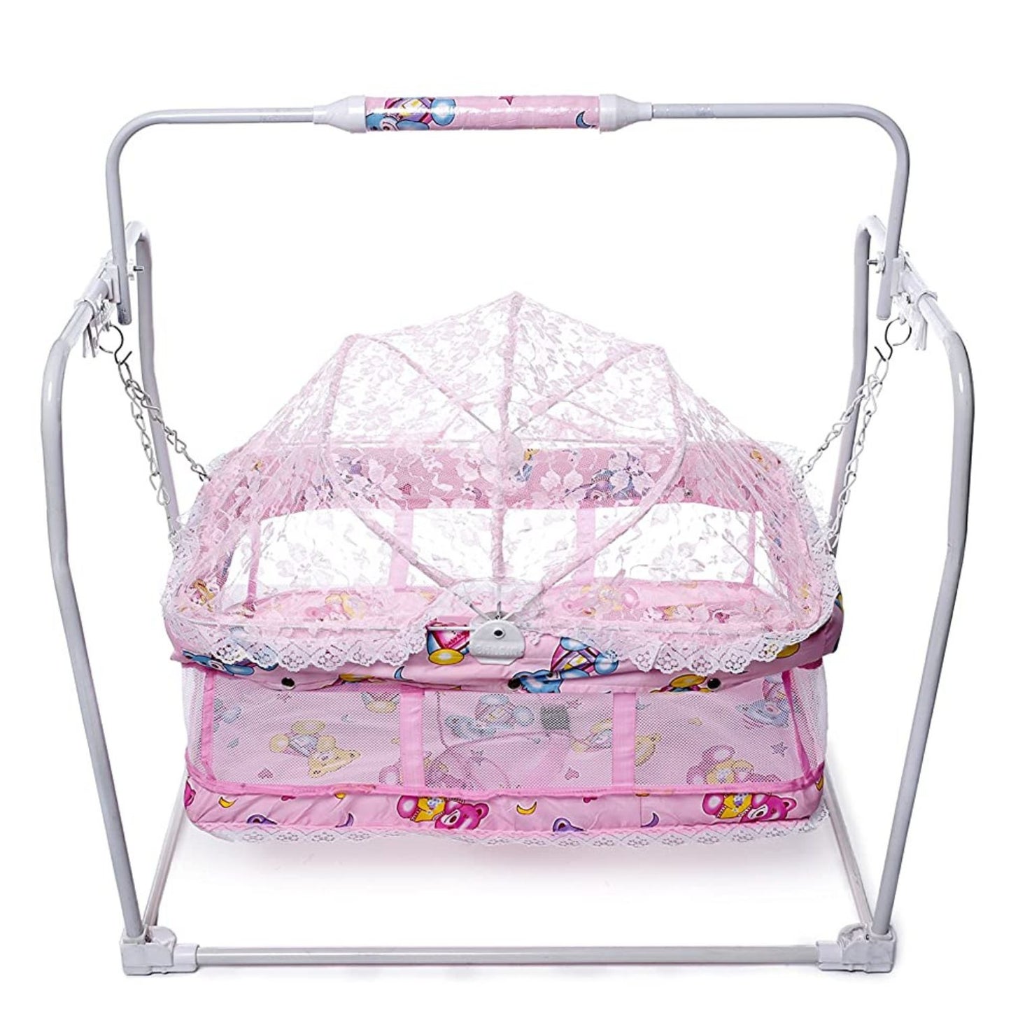 Bhasin Mobile Swing Compact Cradle Jhulla With Mosquito Net , Safe Confirtable And Deep For 0+ Month Baby