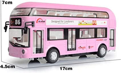 MM TOYS: Die-Cast Double Decker Metal Bus Toy, 7.5-inch Luxury Bus, 4 Wheel Drive with 2 Openable Doors & Light Music - A Perfect Toy for Kids