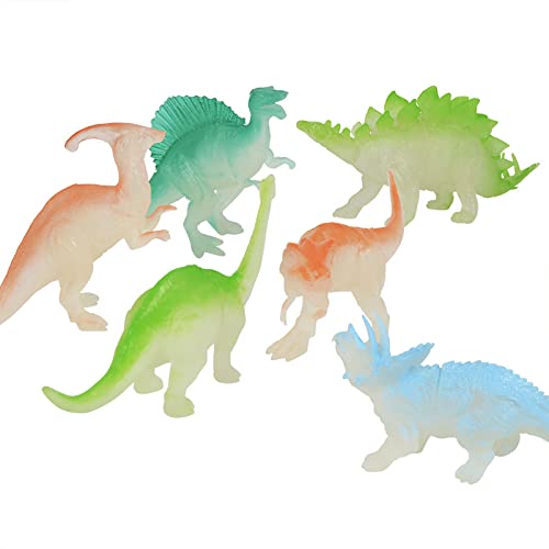 MM TOYS Glow In Dark Dino World Dinosours Animal Die Cast Toys Set Assorted 7 Inch Size Pack Of 7 Pcs - Multicolor