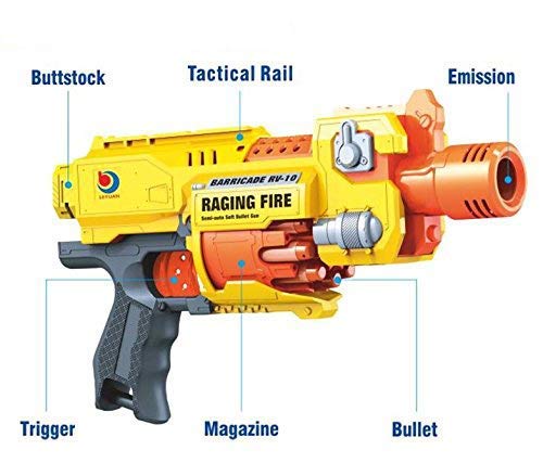 MM TOYS Electronic Battery Operated Blaze Storm Soft Bullet Gun  20 Soft Bullets and 10 Form Dart Magazine Drum Included