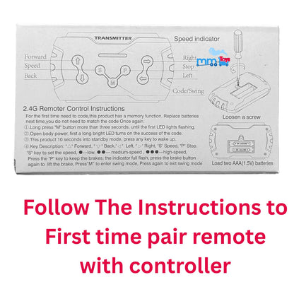 MM TOYS JR1922 RXS 2.4G Controller + Remote Set for Kids Electric Ride-On Car – Replacement Kit with Easy Pairing Instructions, Compatible Accessory for Battery Operated Toy Vehicles