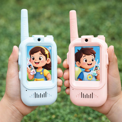 MM TOYS Video Call Walkie Talkie for Kids with Voice Changer – Rechargeable Long Range Communication Toy, Multicolor