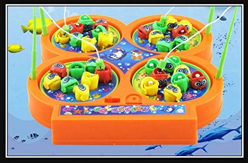 MM TOYS Musical Fish Catching Game - Includes 32 Colorful Fishes and 4 Fishing Rods - Engaging Sound Effects - Ideal for Kids Age 3+