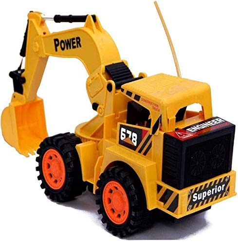 MM Toys Remote Control JCB - Construction Vehicle Toy for Kids 4+ Years, Excavator Control, Battery Operated -yellow color