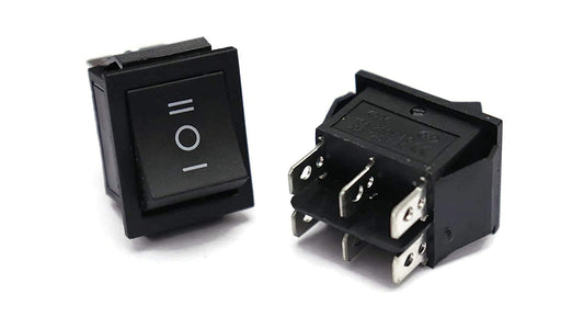 MM TOYS 6 Pins Forward-Stop-Backward Rocker Switch | For Kids Electric Car Bike Jeep Vehicles & Projects Pack Of 1 | 3 Way Switch | Black